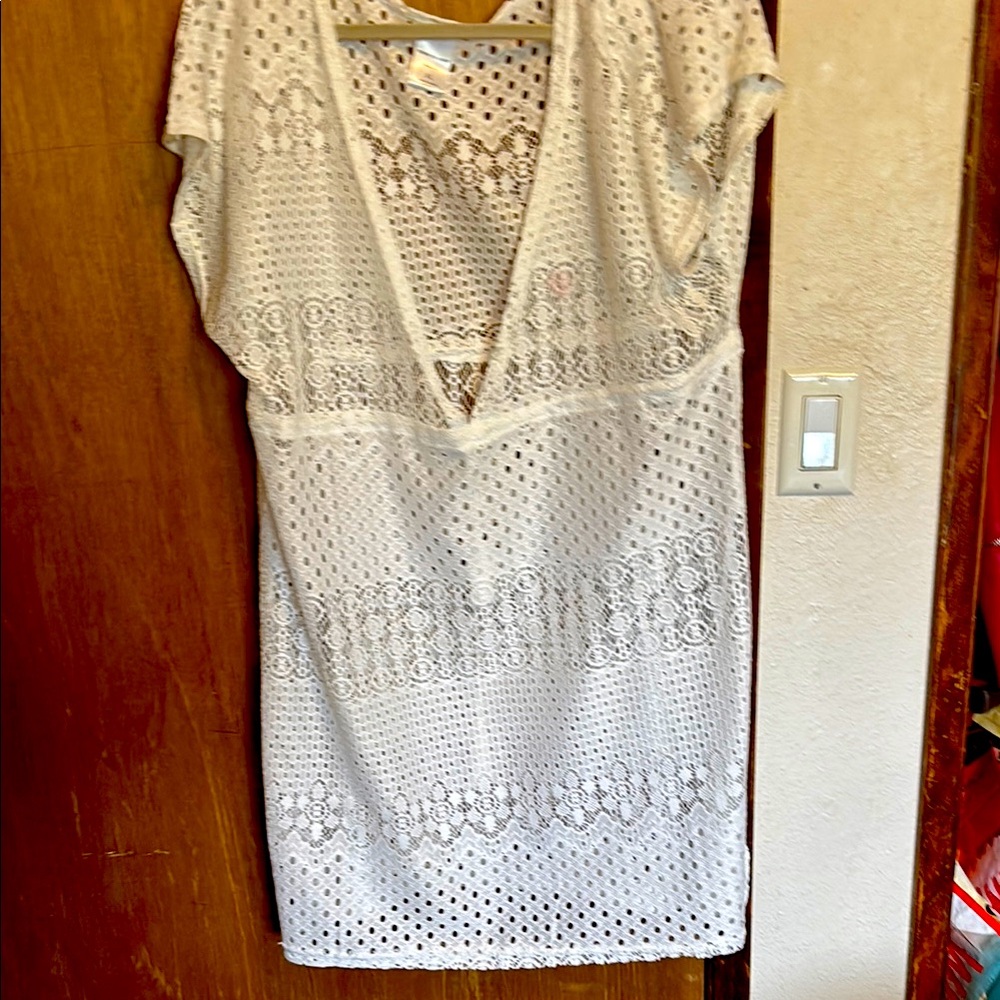 Elegant White lace over a bathing suit